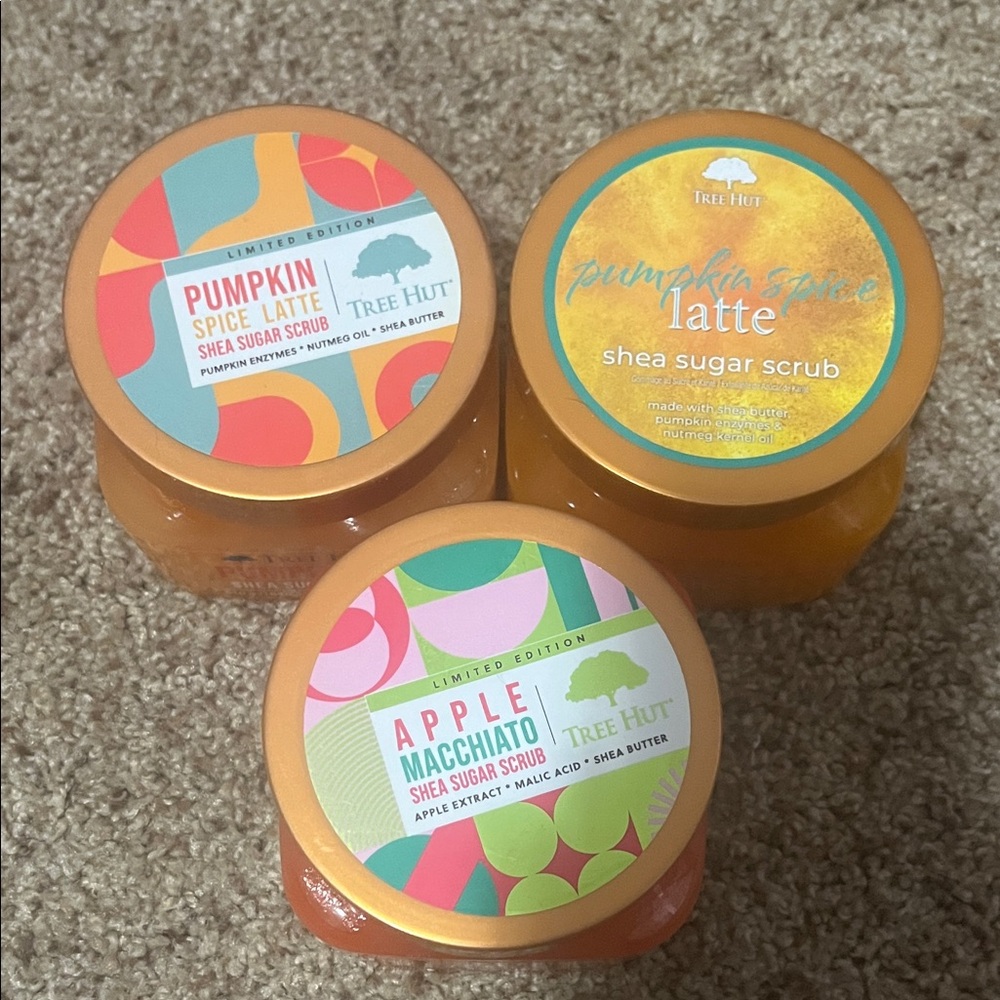 Tree Hut Shea Sugar Scrub Trio - Pumpkin Spice Latte, Apple Macchiato